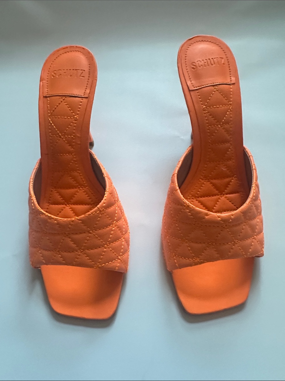 SCHUTZ Orange Quilted Slide Mules